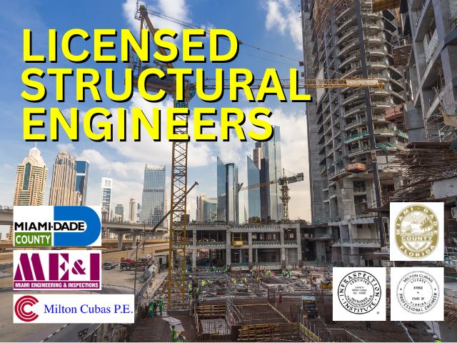 Licensed Structural Engineers, With 35 years of expertise, Engineer Milton Cubas brings extensive experience to the table. He holds a Professional Engineer License - #51902 and an Infraspection Institute Certified Level II - License #14386, ensuring top-tier proficiency and knowledge in the field.